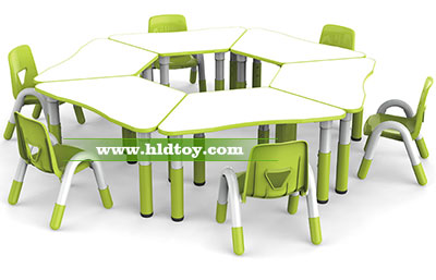 幼儿园可拼式梯形桌 自由组合课桌椅 颜色可选