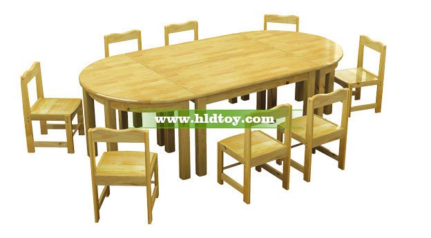 原木八人组合桌HG-3804幼儿园课桌椅