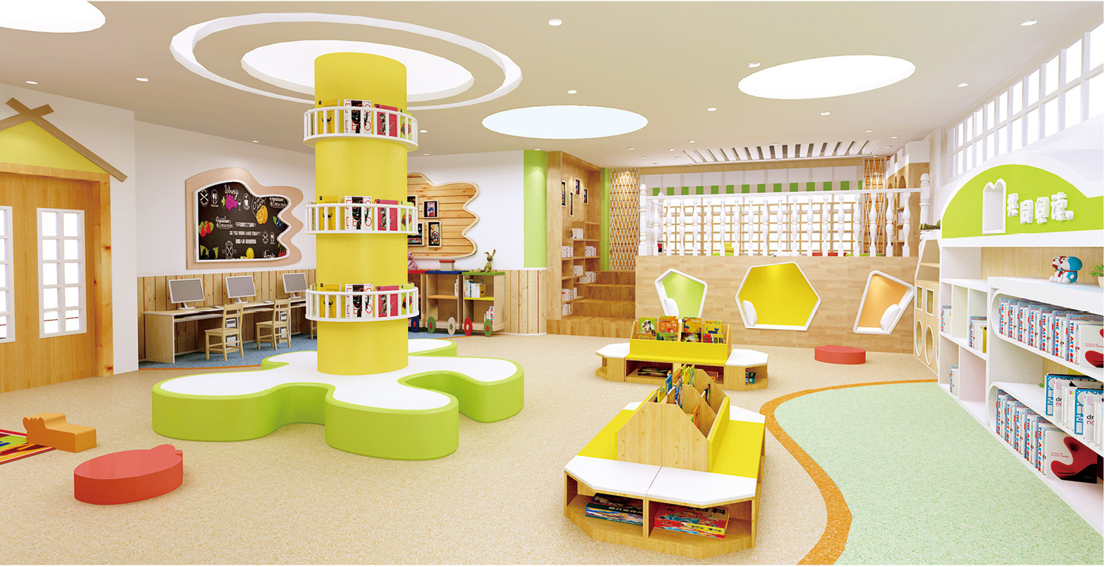 中国田园风系列-幼儿园阅读室装修效果2