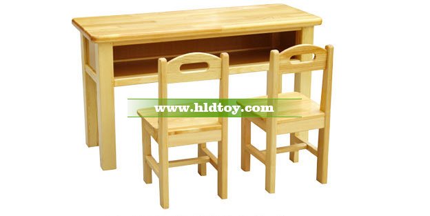 樟子松双层两人桌HG-3802 幼儿园桌椅