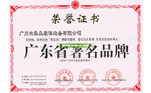 广东省著名品牌荣誉证书